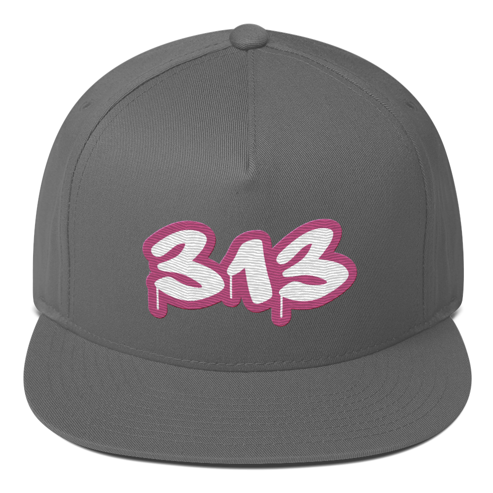 Detroit '313' Flat BIll Snapback (Apple Blossom Pink Tag Font)