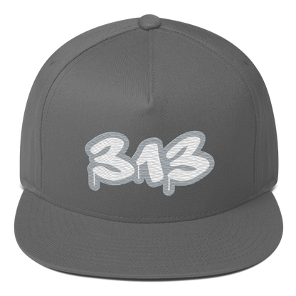 Detroit '313' Flat BIll Snapback (Silver Tag Font)