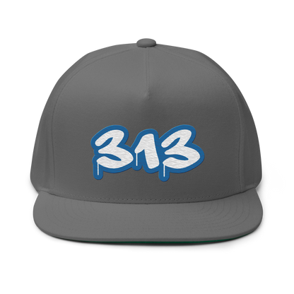 Detroit '313' Flat BIll Snapback (Azure Tag Font)