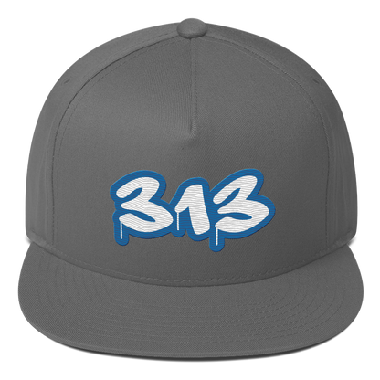 Detroit '313' Flat BIll Snapback (Azure Tag Font)