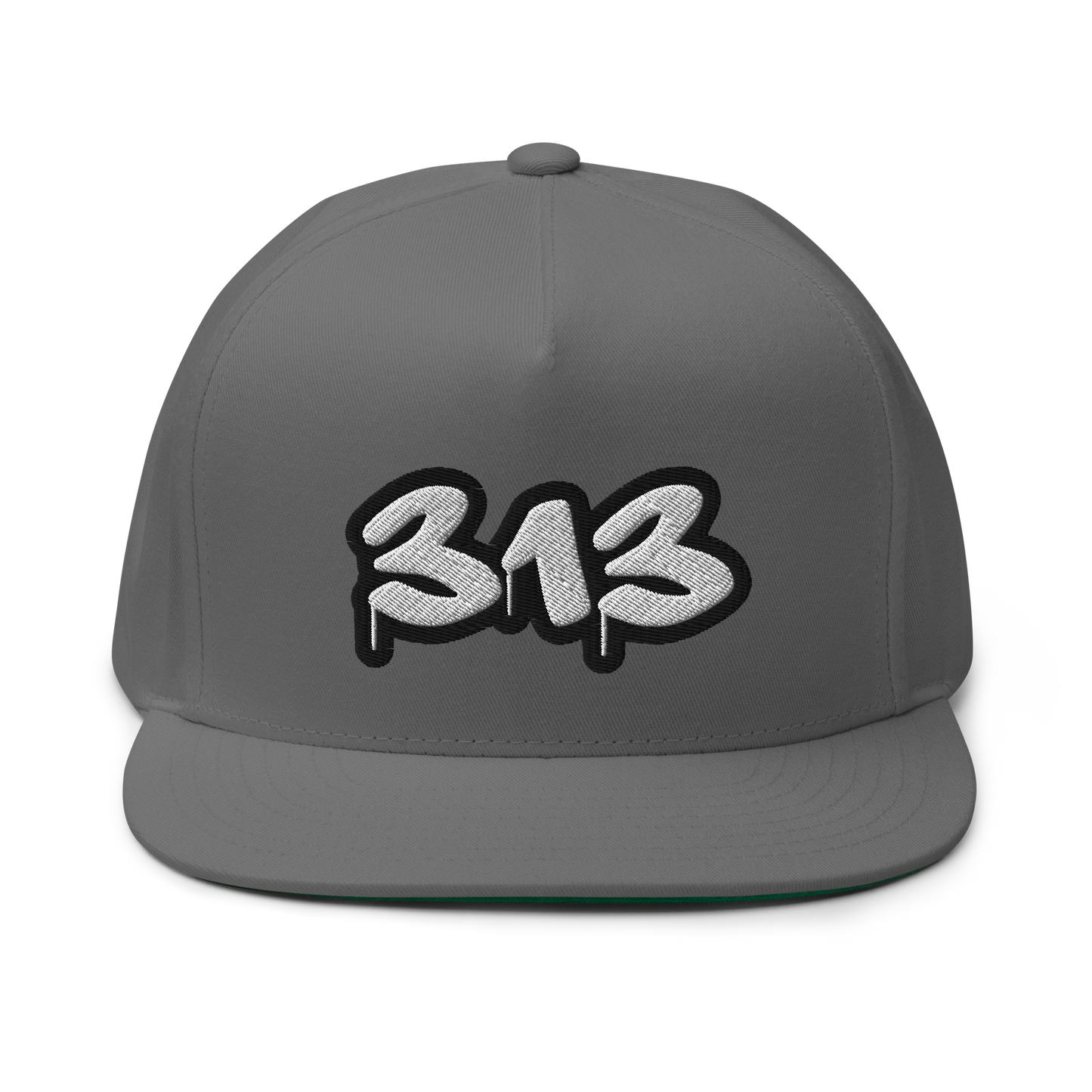 Detroit '313' Flat BIll Snapback (White/Black Tag Font)