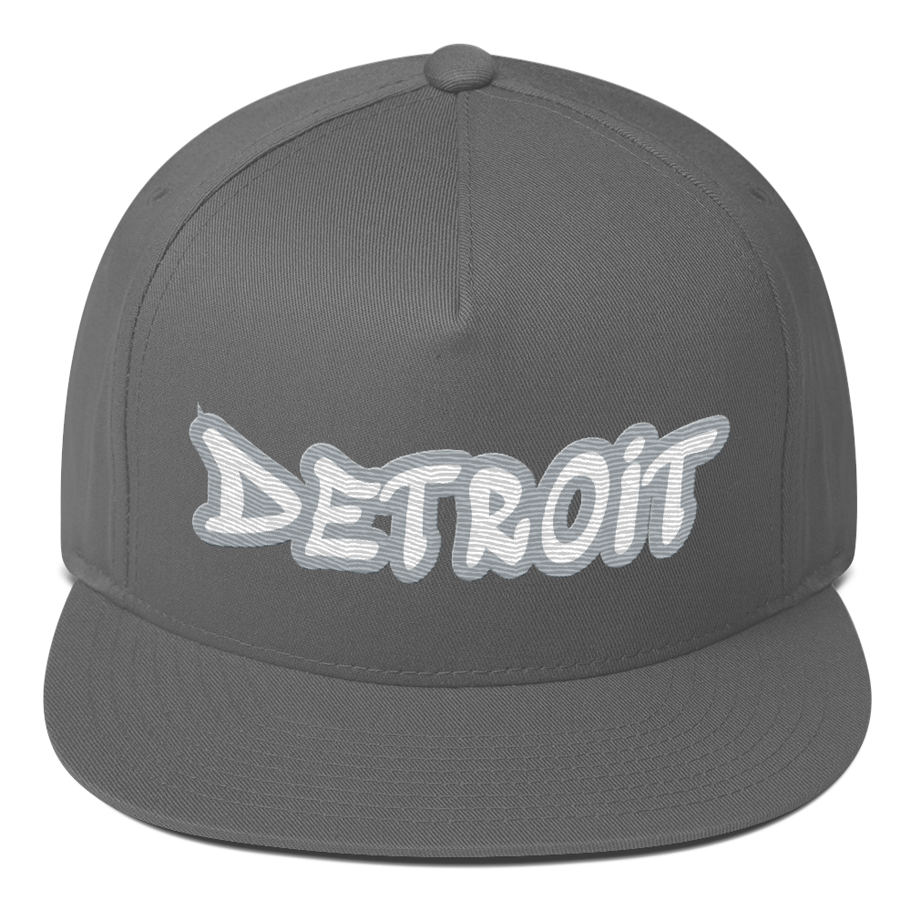 'Detroit' Flat Bill Snapback (Silver Tag Font)