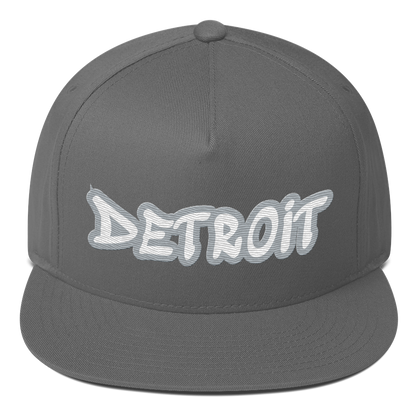 'Detroit' Flat Bill Snapback (Silver Tag Font)