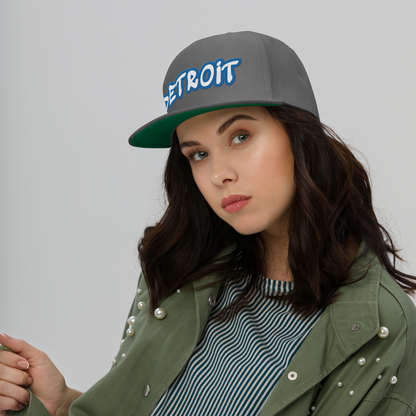 'Detroit' Flat Bill Snapback (Azure Tag Font)