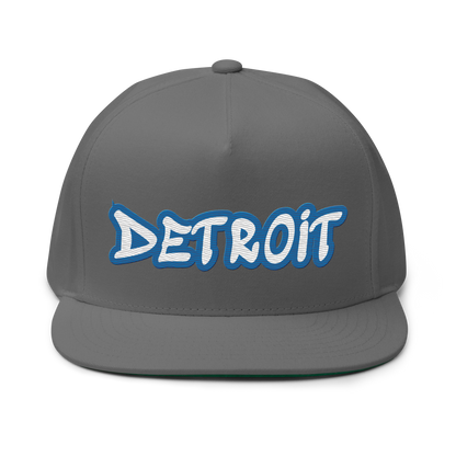 'Detroit' Flat Bill Snapback (Azure Tag Font)