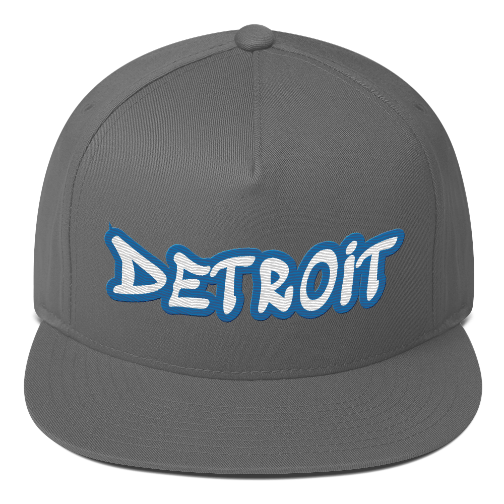 'Detroit' Flat Bill Snapback (Azure Tag Font)