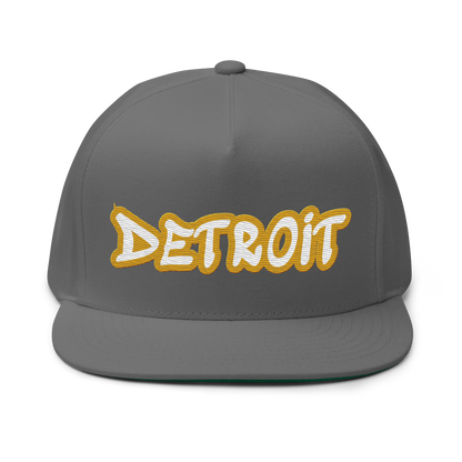 'Detroit' Flat Bill Snapback (Gold Tag Font)