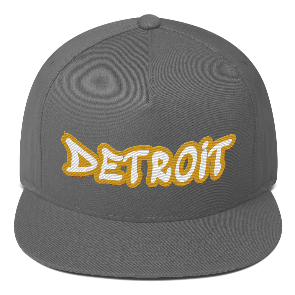 'Detroit' Flat Bill Snapback (Gold Tag Font)