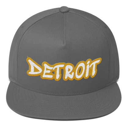 'Detroit' Flat Bill Snapback (Gold Tag Font)