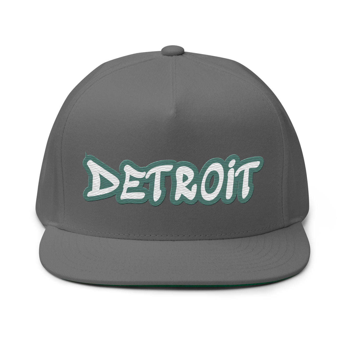 'Detroit' Flat Bill Snapback (Copper Green Tag Font)