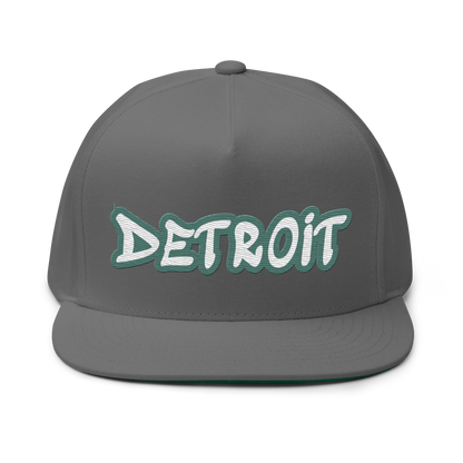 'Detroit' Flat Bill Snapback (Copper Green Tag Font)