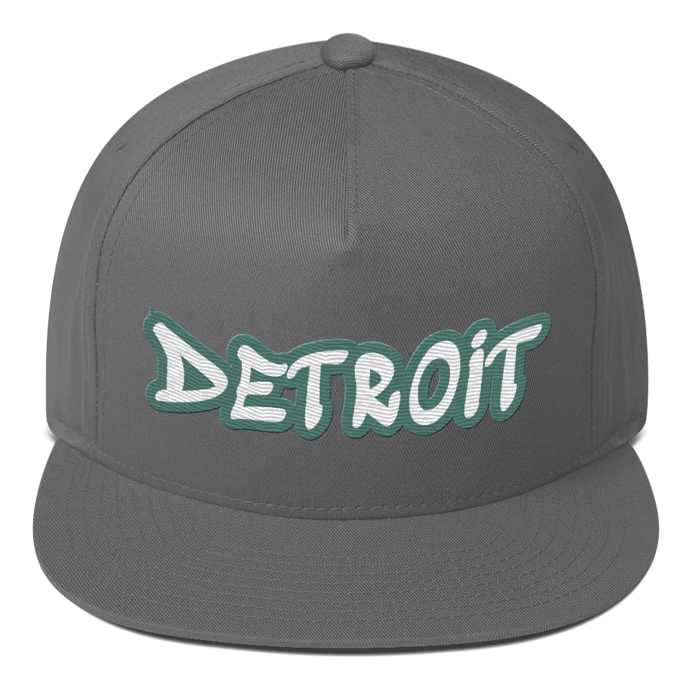 'Detroit' Flat Bill Snapback (Copper Green Tag Font)