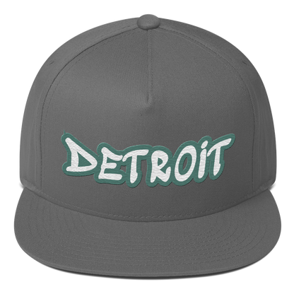 'Detroit' Flat Bill Snapback (Copper Green Tag Font)