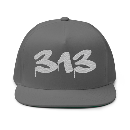 Detroit '313' Snapback (Tag Font) | 5-Panel - Platinum