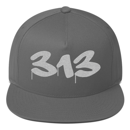 Detroit '313' Snapback (Tag Font) | 5-Panel - Platinum