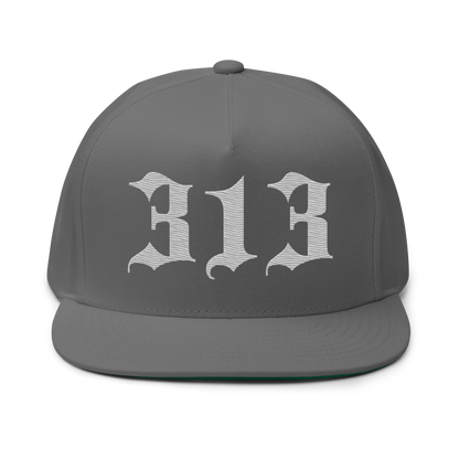 Detroit '313' Snapback (Old English Font) | 5-Panel - Platinum