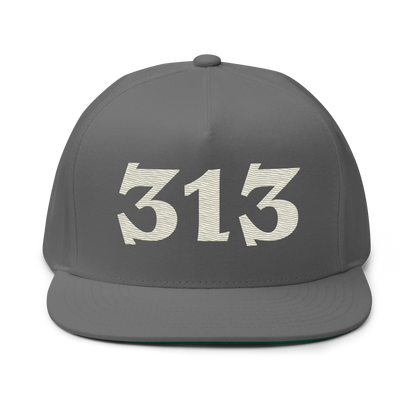 Detroit '313' Snapback | 5-Panel - Ivory White