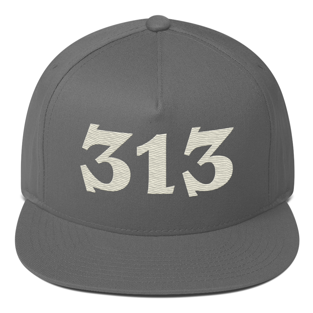 Detroit '313' Snapback | 5-Panel - Ivory White