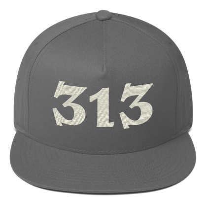 Detroit '313' Snapback | 5-Panel - Ivory White