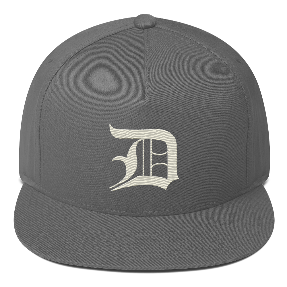 Detroit 'Old English D' Flat Bill Snapback (Ivory White)