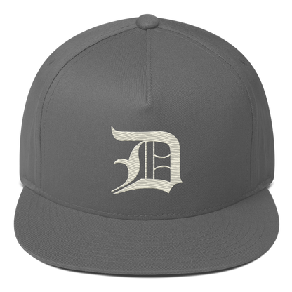 Detroit 'Old English D' Flat Bill Snapback (Ivory White)