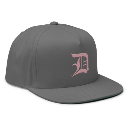 Detroit 'Old English D' Flat Bill Snapback (Cherry Blossom Pink)