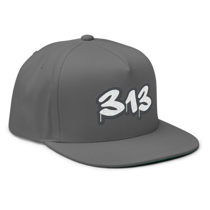 Detroit '313' Flat BIll Snapback (Iron Ore Grey Tag Font)