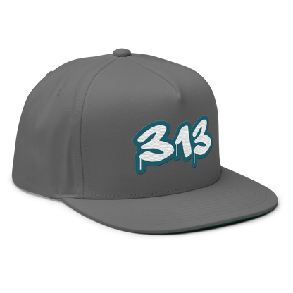 Detroit '313' Flat BIll Snapback (Auburn Hills Teal Tag Font)