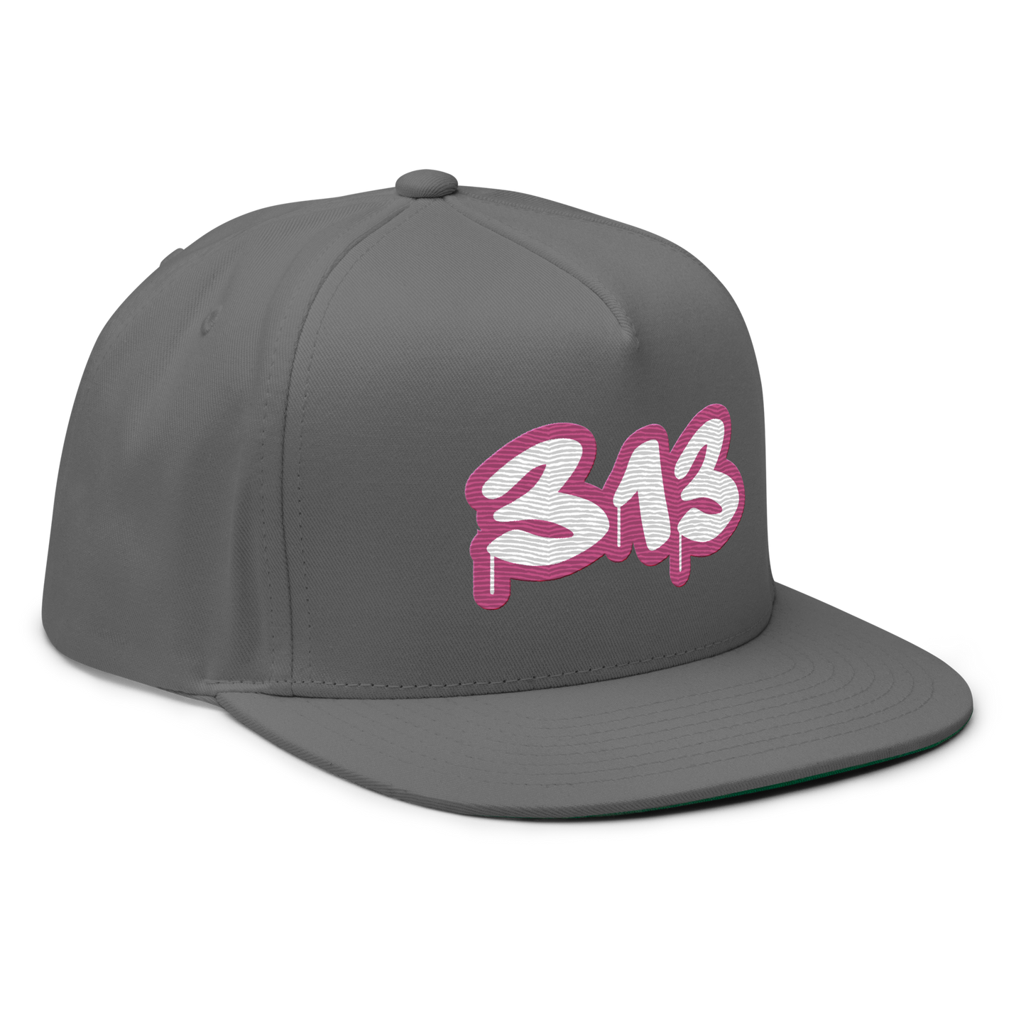 Detroit '313' Flat BIll Snapback (Apple Blossom Pink Tag Font)