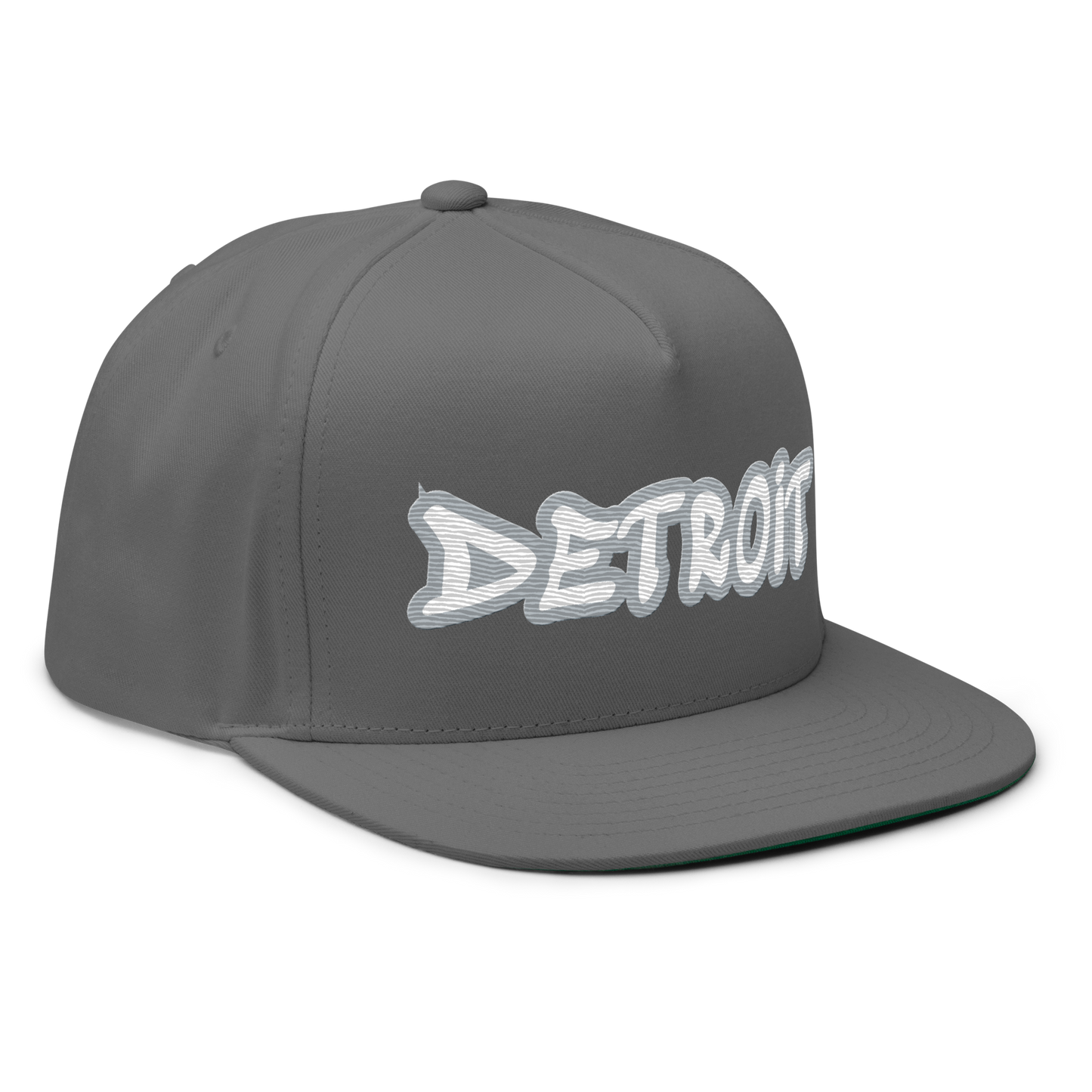 'Detroit' Flat Bill Snapback (Silver Tag Font)