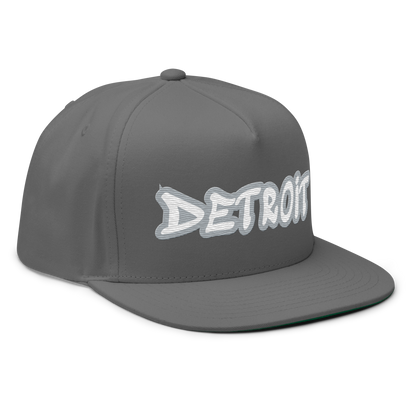 'Detroit' Flat Bill Snapback (Silver Tag Font)