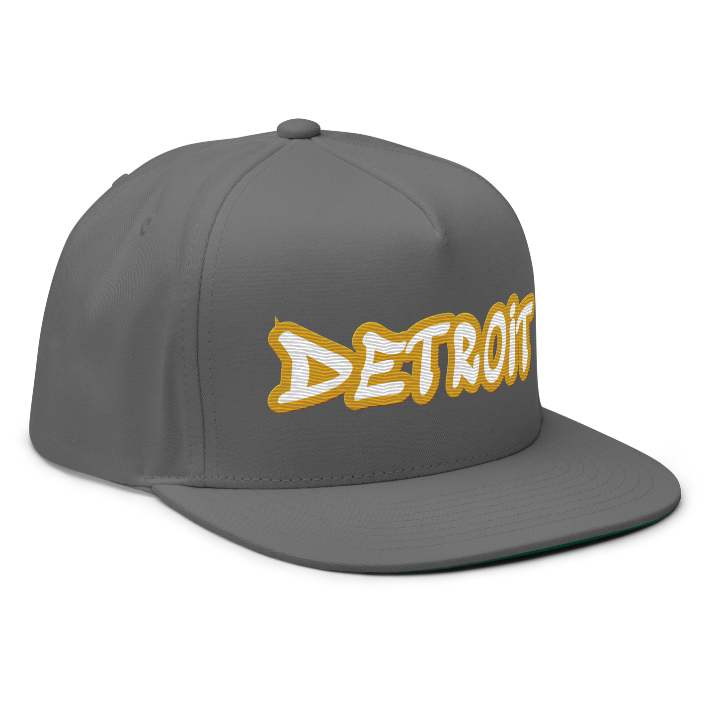 'Detroit' Flat Bill Snapback (Gold Tag Font)