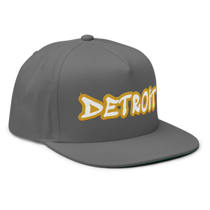 'Detroit' Flat Bill Snapback (Gold Tag Font)