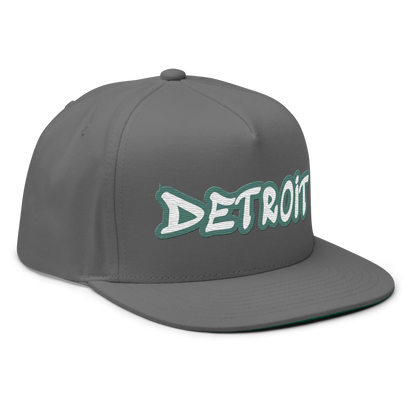 'Detroit' Flat Bill Snapback (Copper Green Tag Font)