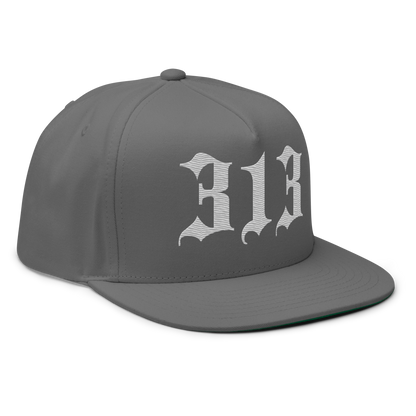 Detroit '313' Snapback (Old English Font) | 5-Panel - Platinum