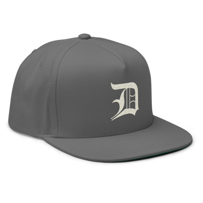 Detroit 'Old English D' Flat Bill Snapback (Ivory White)