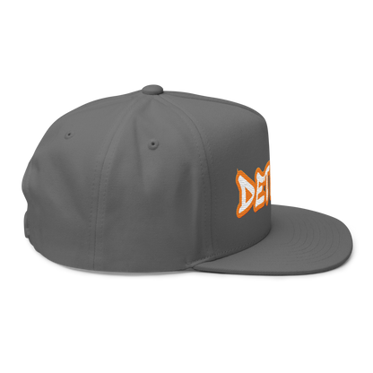 'Detroit' Flat Bill Snapback (Orange Tag Font)