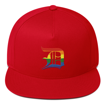 Detroit 'Old English D' Flat Bill Snapback (Rainbow Pride Edition)