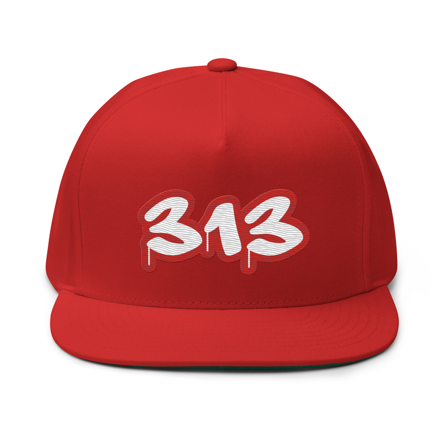 Detroit '313' Flat BIll Snapback (Aliform Red Tag Font)