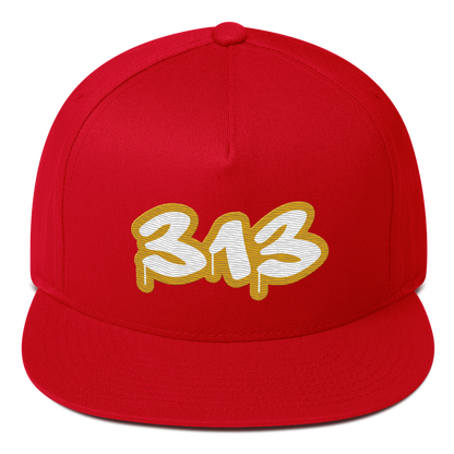 Detroit '313' Flat BIll Snapback (Gold Tag Font)