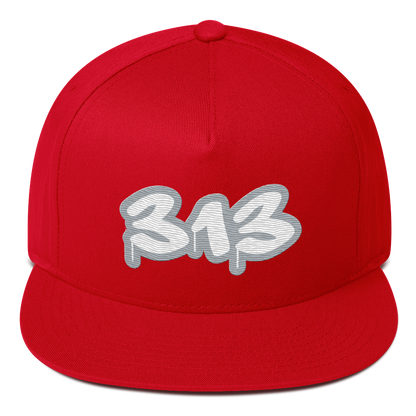 Detroit '313' Flat BIll Snapback (Silver Tag Font)