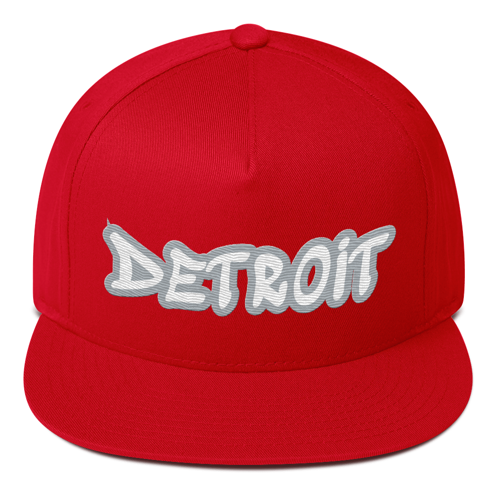 'Detroit' Flat Bill Snapback (Silver Tag Font)