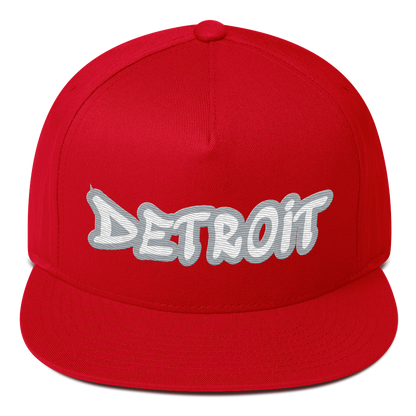 'Detroit' Flat Bill Snapback (Silver Tag Font)