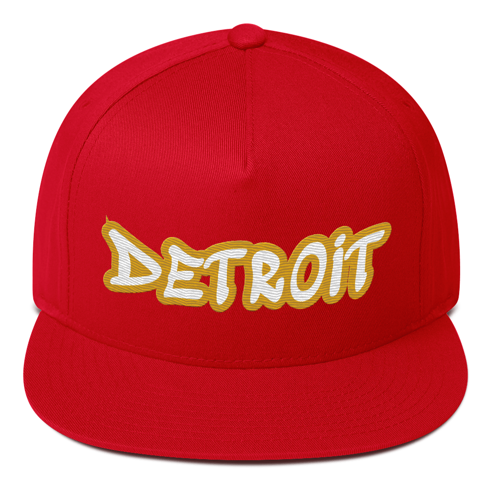 'Detroit' Flat Bill Snapback (Gold Tag Font)