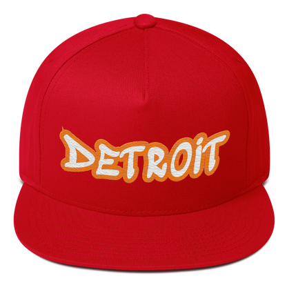 'Detroit' Flat Bill Snapback (Orange Tag Font)