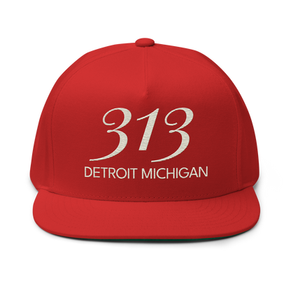 '313 Detroit Michigan' Snapback | 5-Panel - Ivory White