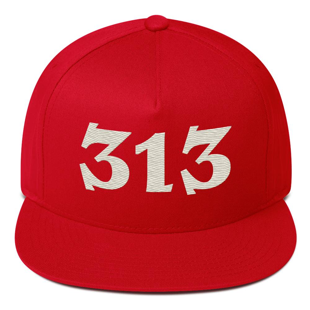 Detroit '313' Snapback | 5-Panel - Ivory White