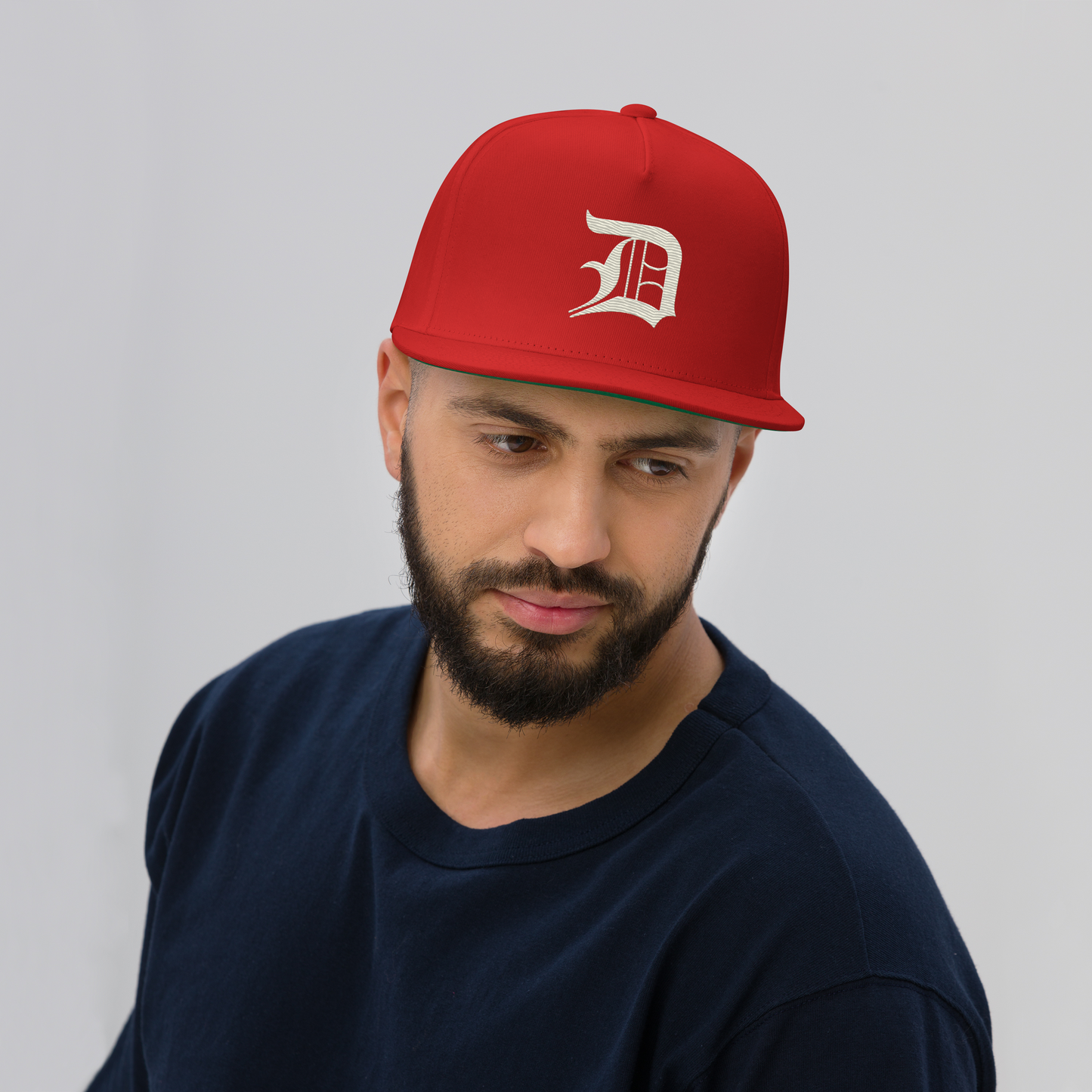 Detroit 'Old English D' Flat Bill Snapback (Ivory White)