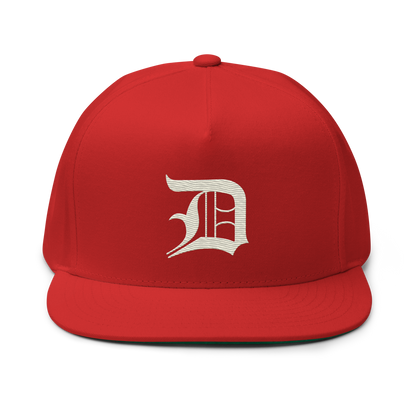 Detroit 'Old English D' Flat Bill Snapback (Ivory White)