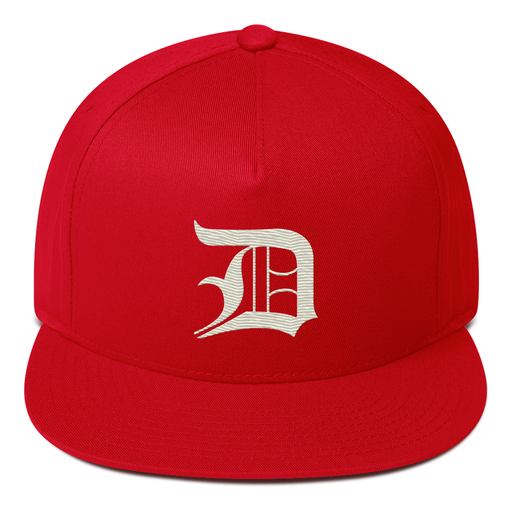 Detroit 'Old English D' Flat Bill Snapback (Ivory White)